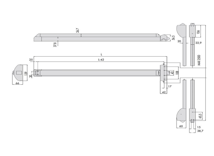 59811.11.0.60 paniekbalk 840 mm cpl
